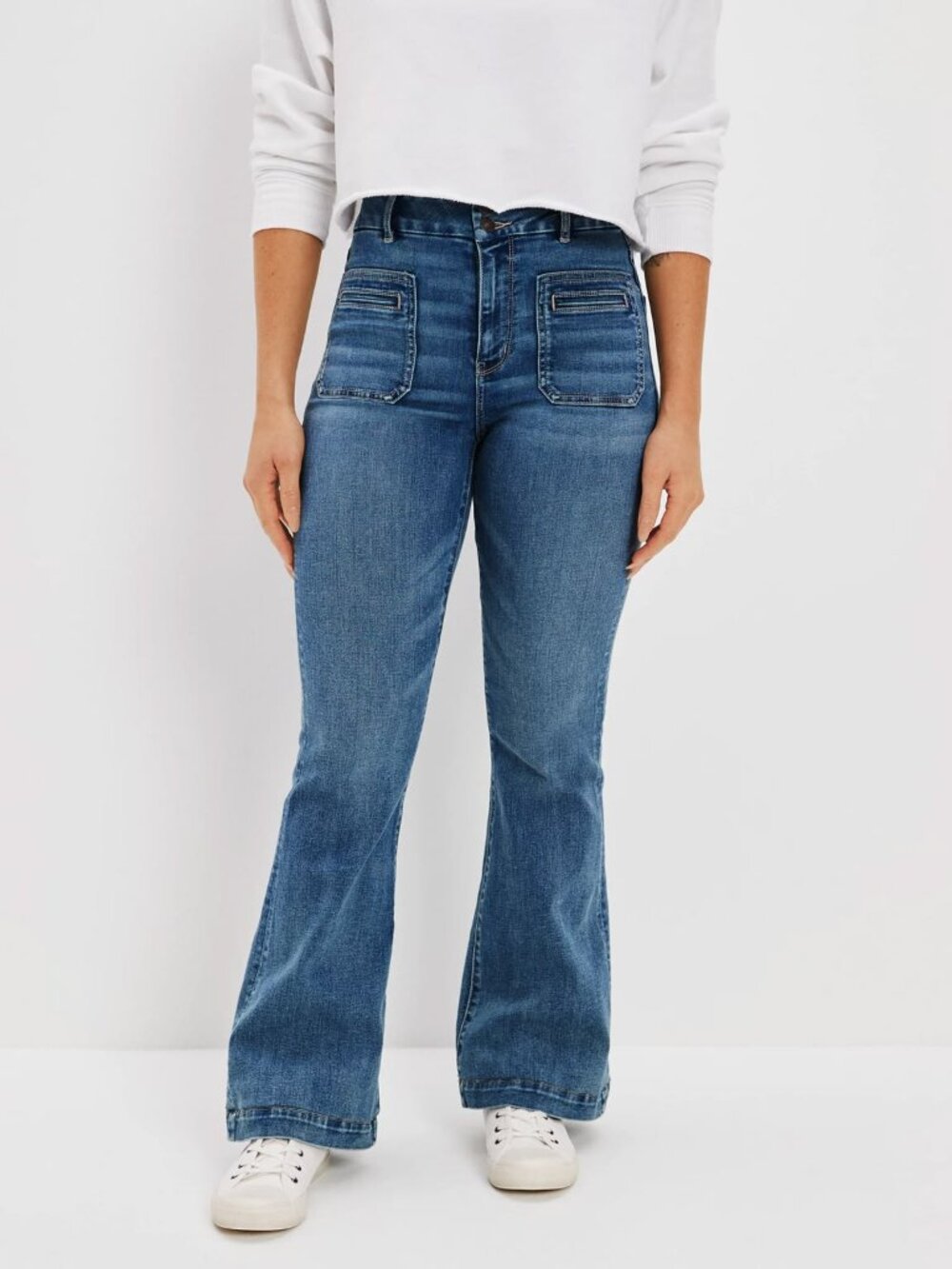 American Eagle Women's Super Hi-Rise Flare Denim Jeans in Blue Size 2